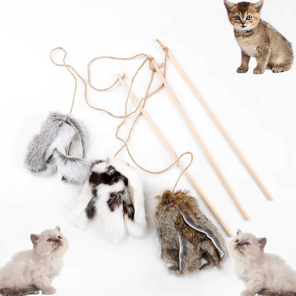 - Cat toy rankingsRabbit Fur Cat Teaser on a Short Wood Stick with String