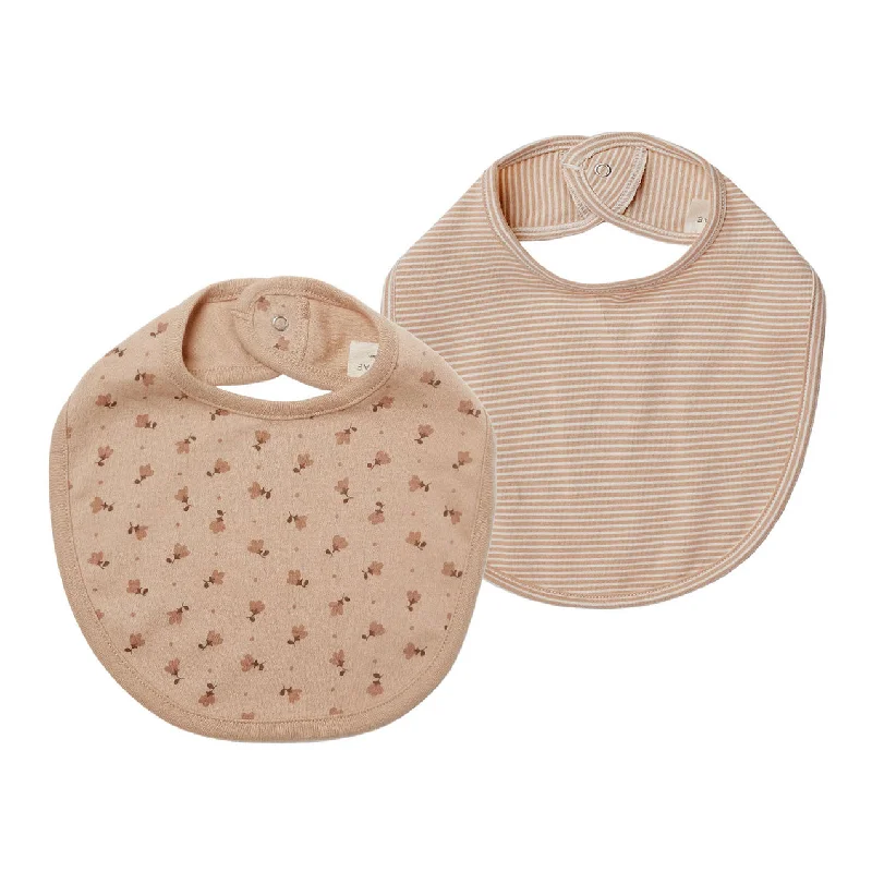 - Winter dog thick down jacketQuincy Mae Tulips, Apricot Stripe Jersey Snap Bib