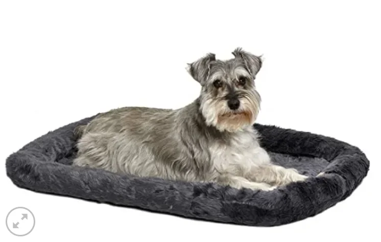 - Organic cotton dog bibsMidwest Quiet Time Pet Bed – Plush Fur Pearl Gray