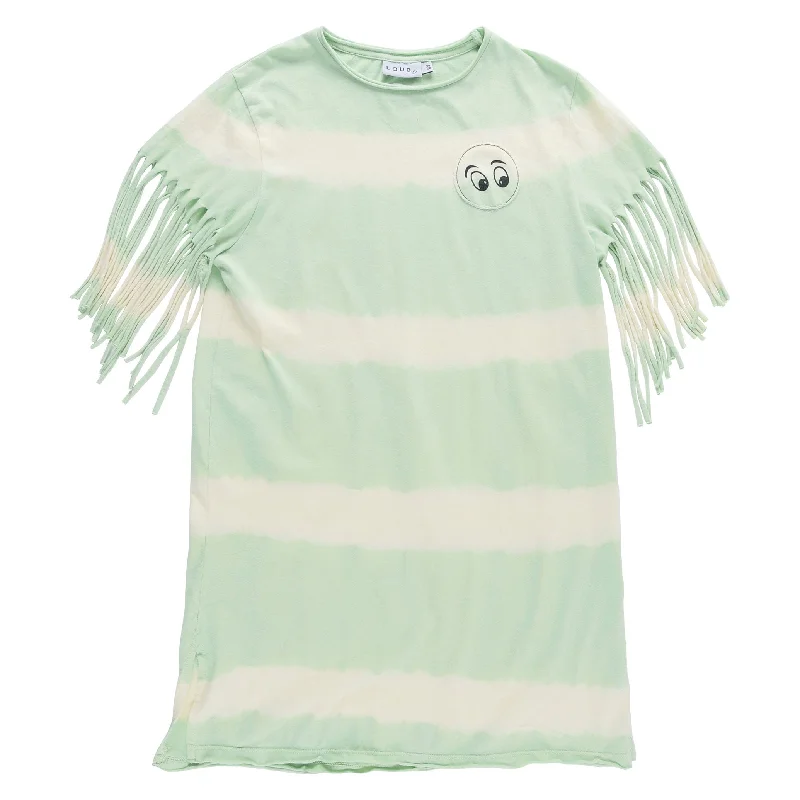 - Automatic induction pet water dispenserLoud Pastel Green Fringed T-Shirt Dress