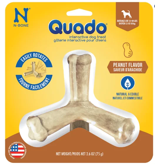  -Splash-proof food bowl AND Anti-choking slow food bowlN-Bone® Quado® Interactive Bone Peanut Flavor 13-40 lbs