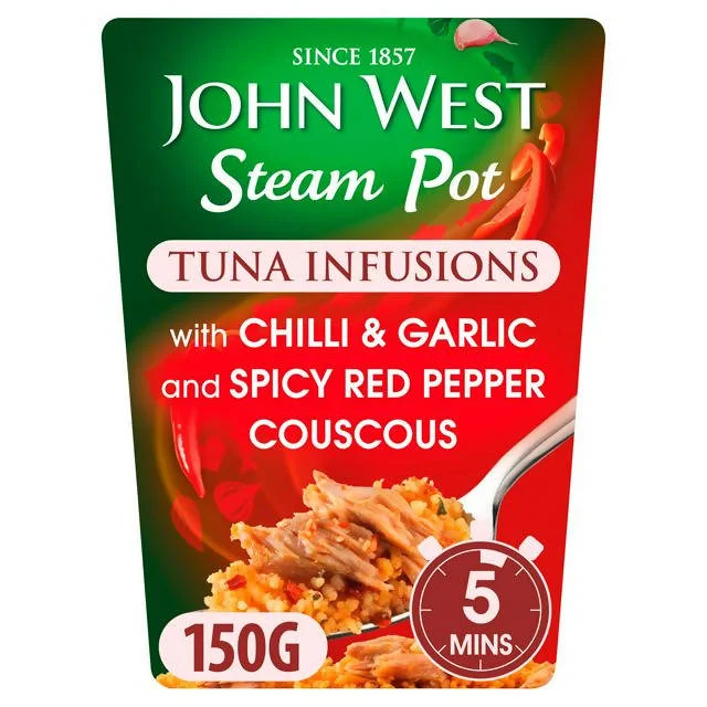 - Dog anti-slip matJohn West Steam Pot Tuna Infusions with Chilli, Garlic & Spicy Red Pepper Couscous 150g