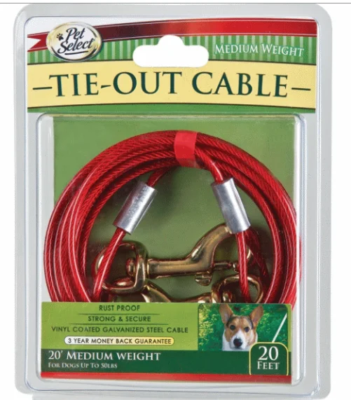 - Air box TSA certified check-inPet Select - 20 FT. PET SELECT VINYL COATED STEEL CABLE DOG TIE OUT - MED