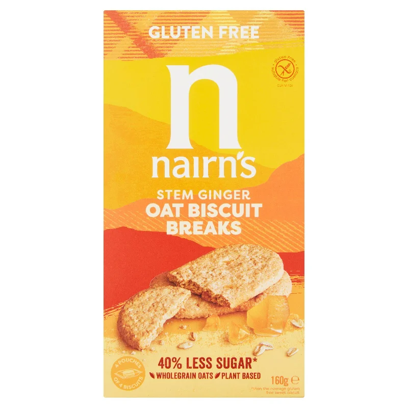 ---Nairn's Gluten Free Biscuit Breaks Oats & Stem Ginger 160g