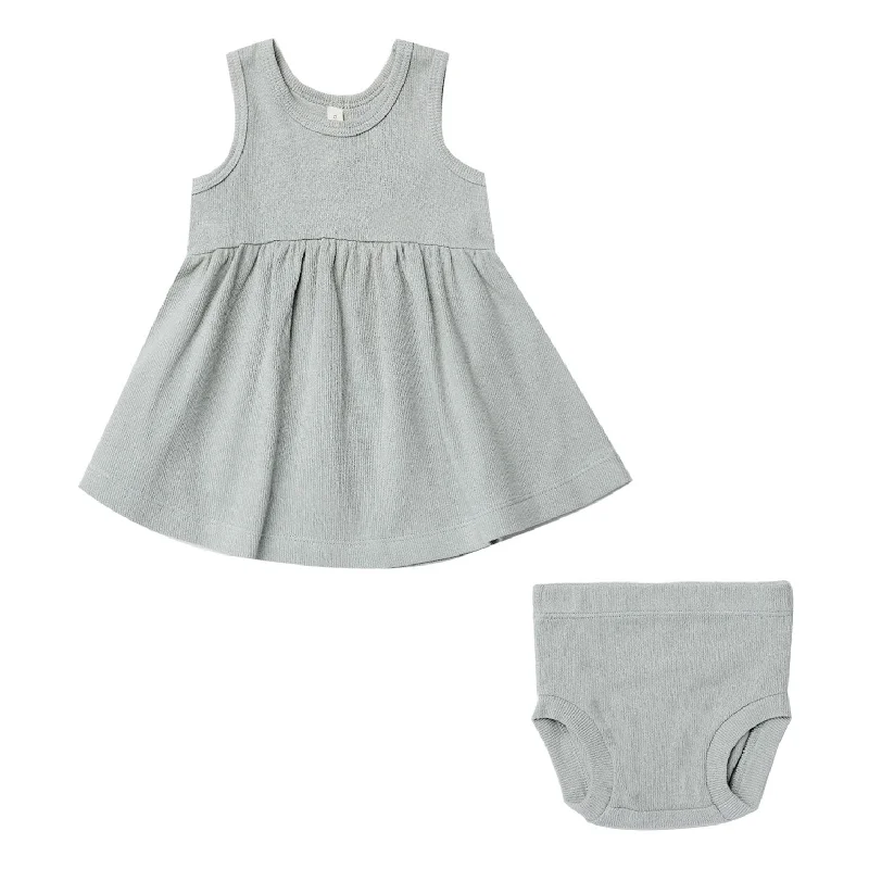 ---Quincy Mae Sky Ribbed Tank Dress + Bloomer