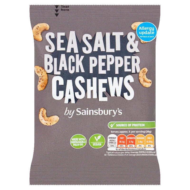 - Remote interactive pet feederSainsbury's Sea Salt & Black Pepper Cashews 150g