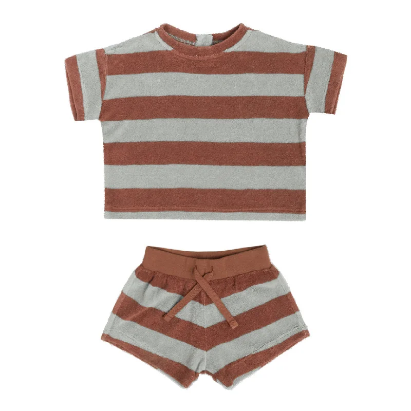 - Hamster silent running wheel to prevent chewingQuincy Mae Sienna + Sky Stripe Terry Tee & Shorts Set