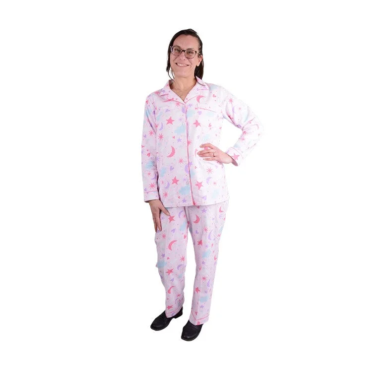 - Cat anti-jump window safety netFlannel PJ Set, Moon & Stars, Size 10