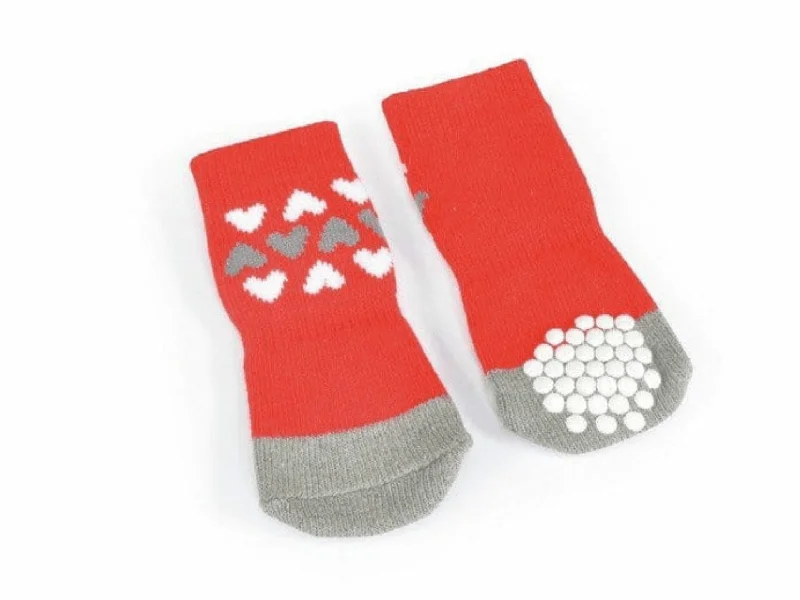 - Postoperative pet anti-licking Elizabethan collarPet socks -red- 3hearts- S- size 1