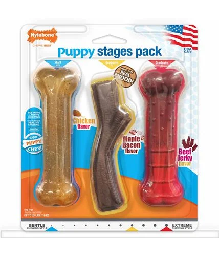 - Natural latex pet mattressNylabone Puppy Chew Stages Triple Chew Toy Pack, Medium 3 Count