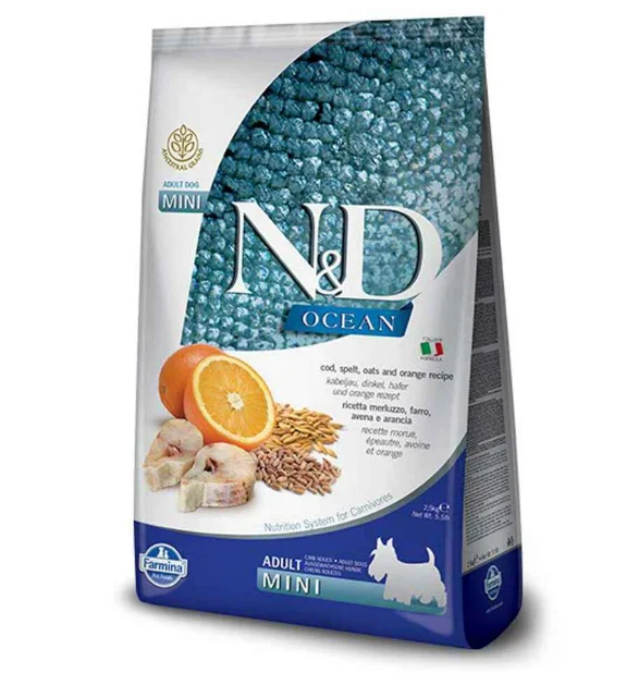 - Foldable and portable cat bagFarmina N&D Cod, Spelt, Oats, Orange Mini Adult Dry Dog Food