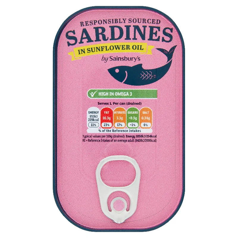 Pet ProductsSainsbury's Sardines in Sunflower Oil 120g (90g*)