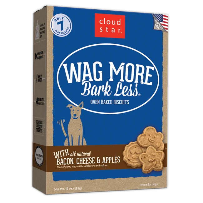  -High-fiber dog foodCloud Star Wag More Bark Less Oven Baked Bacon, Cheese and Apple Dog Treats