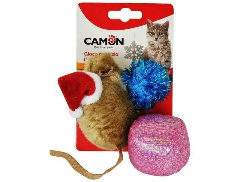 - Organic cotton dog bibsCat toy - Mouse with Christmas hat and ball