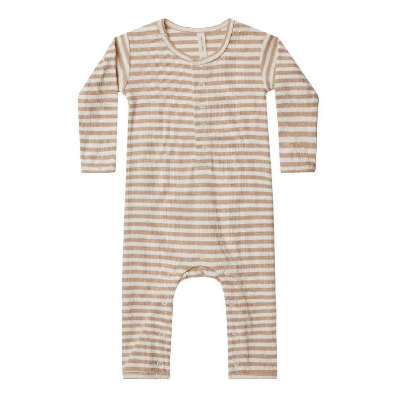 - Degradable pet feces bagQuincy Mae Latte Stripe Ribbed Baby Jumpsuit