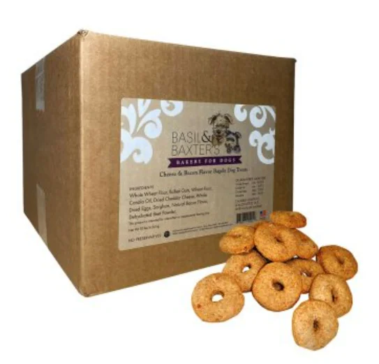 - Remote interactive pet feederBasil & Baxter's Cheese, Oat & Bacon Bagel Dog Biscuits