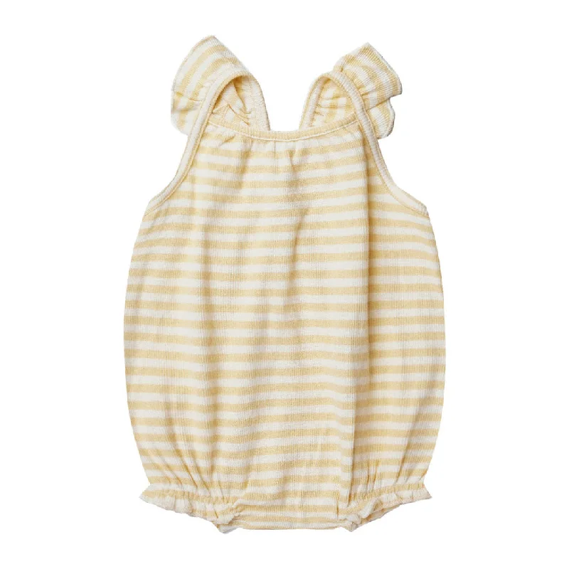 - Postoperative pet anti-licking Elizabethan collarQuincy Mae Yellow Stripe Ribbed Ruffle Romper