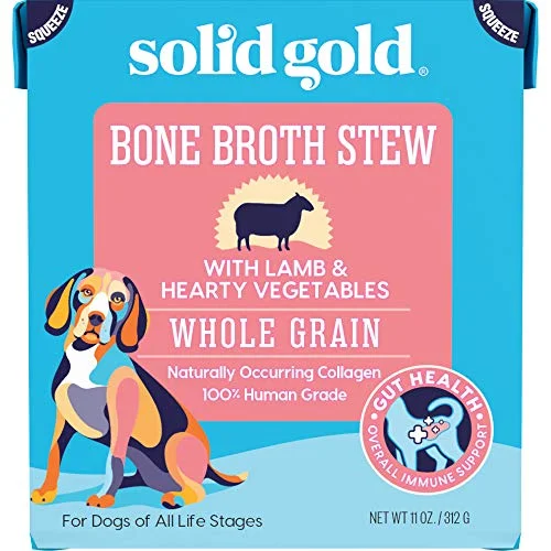 - Dog disposable foam shower gelSolid Gold Bone Broth Stew with Lamb & Hearty Vegetables Wet Dog Food, 11 oz.