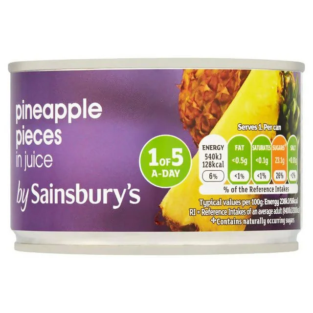 ---Sainsbury's Pineapple Pieces in Juice 227g