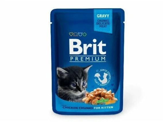  -Splash-proof food bowl AND Anti-choking slow food bowlBrit Premium Cat Pouches Chicken Chunks for Kitten 100 g