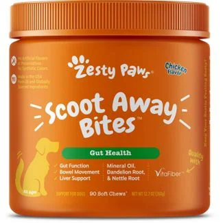  -Anti-scratch sofa protective coverZesty Paws Gut Health Scoot Away Soft Chews for Dogs - Chicken Flavor - 90ct