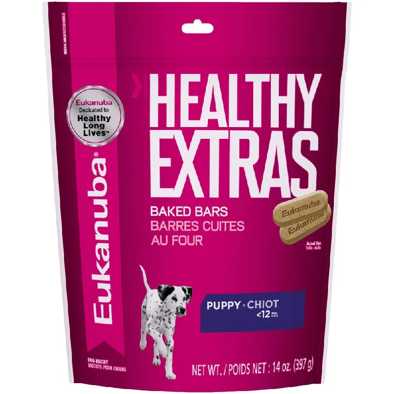 - Air box TSA certified check-inEukanuba Healthy Extras 1-12 Month Puppy Growth Dog Biscuits (14-oz)