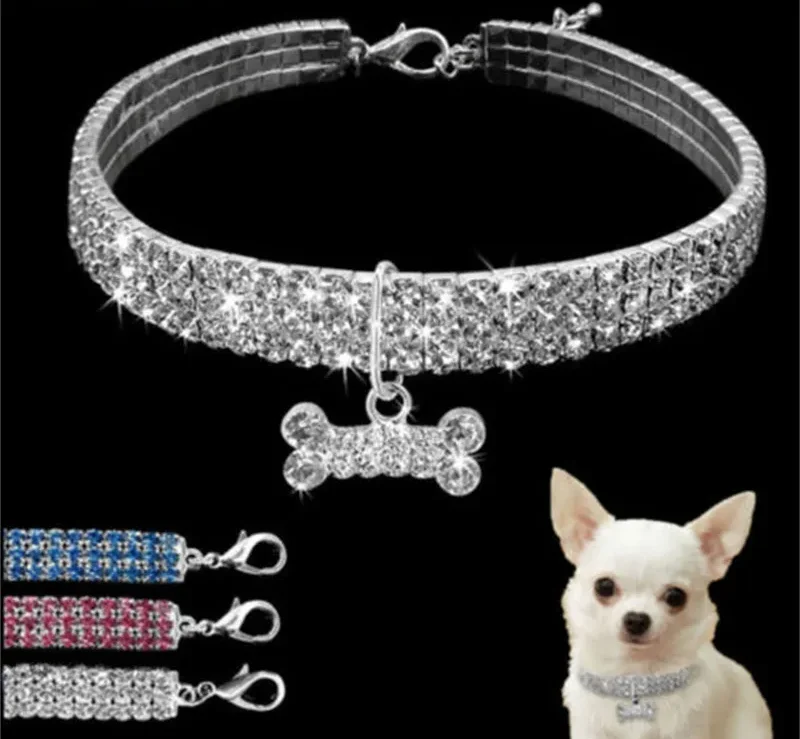  . **Pet traction rope is anti-explosion**Dog Collar Rhinestone Jewelry