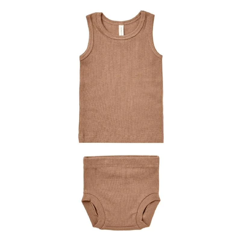 ---Quincy Mae Clay Ribbed Tank + Bloomer Set