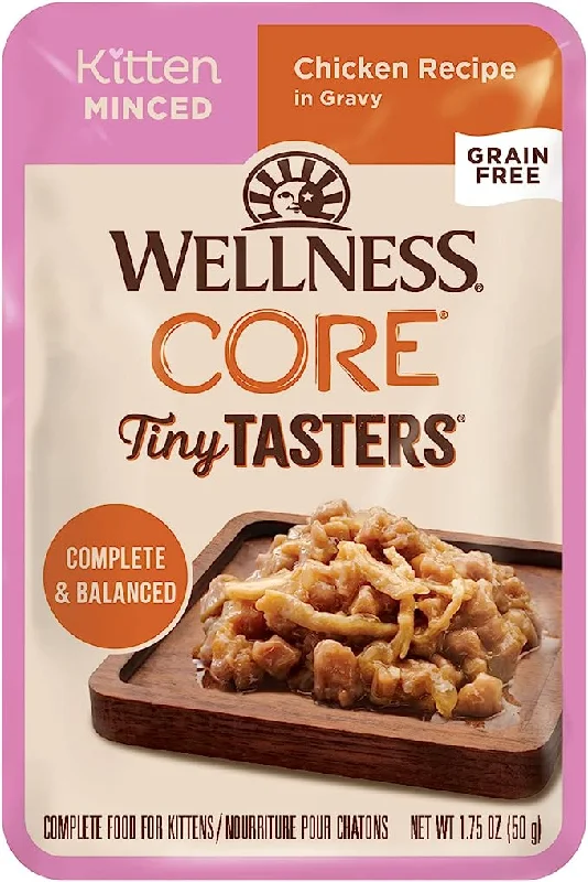  -Anti-scratch scratching board AND cat bed in oneWellness CORE Minced Chicken in Gravy Tiny Tasters Wet Kitten Food