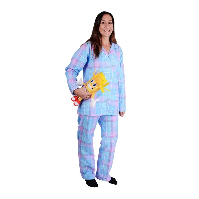 - Foldable and portable cat bagFlannel PJ Set, Pastel Check, Size 14