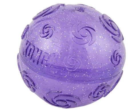 - Air box TSA certified check-inKONG Squeezz Crackle Ball Dog Toy, Purple, MEDIUM