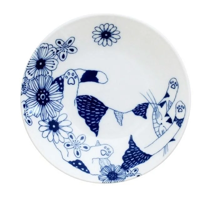  . **Health and Nutrition**  Ceramic-ai: Cat Flowers Small Plate Lying