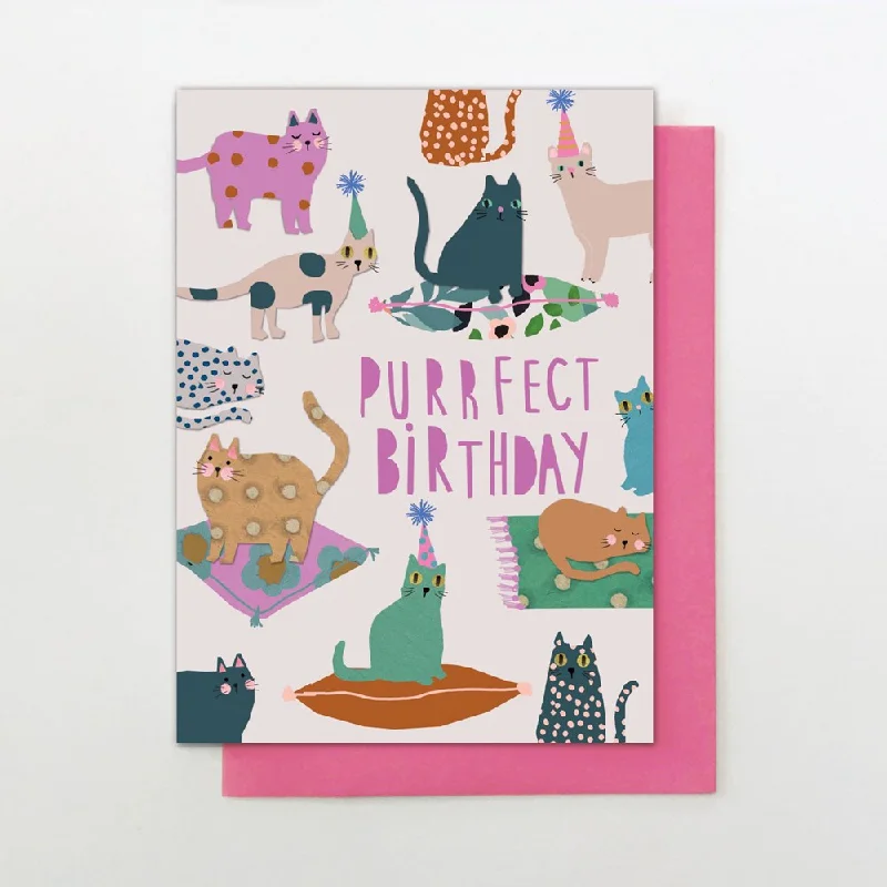    - Cat food for spayed/neutered cats  Stop the Clock: Greeting Card Young & Wild Purrfect Cat Birthday