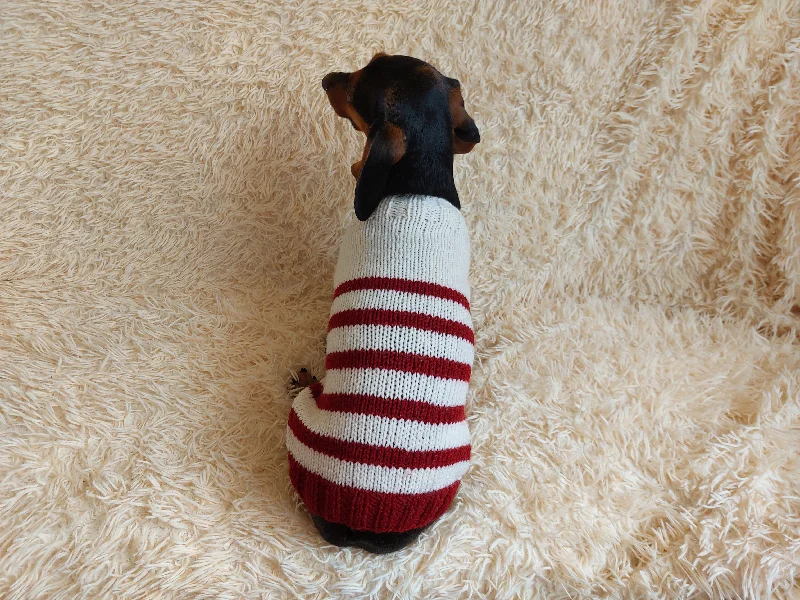 Pet holiday dress-up clothesHandmade striped knitted sweater for dog, clothes for dachshund, sweater for dog