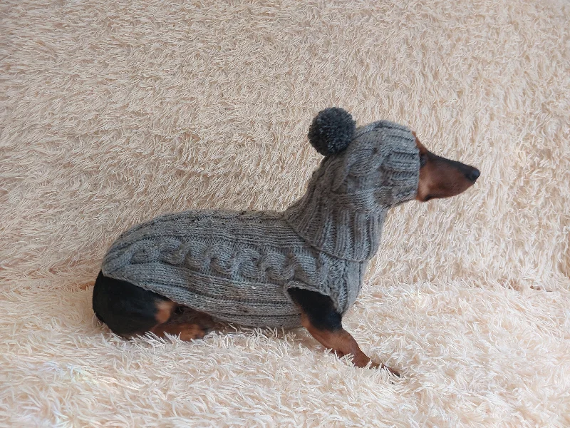 Non-toxic pet clothesAlpaca coat and hat for dogs, knitted dachshund clothes sweater and hat, winter dachshund suit sweater and hat