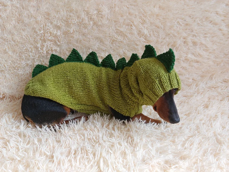 Pet anti-flea collarDog dinosaur knitted clothes sweater, dinosaur sweater for dogs, original dog clothes dinosaur sweater