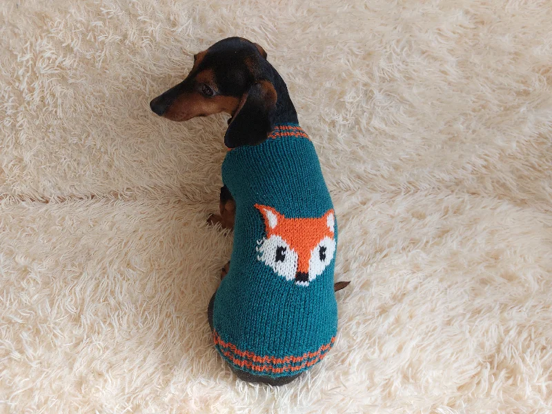 Pet wedding dressesClothes for a dachshund or small dog knitted winter wool warm jumper with a pattern